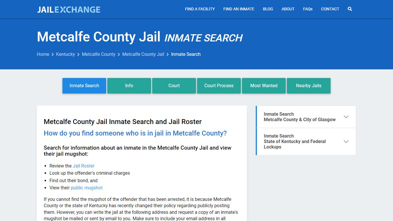Inmate Search: Roster & Mugshots - Metcalfe County Jail, KY
